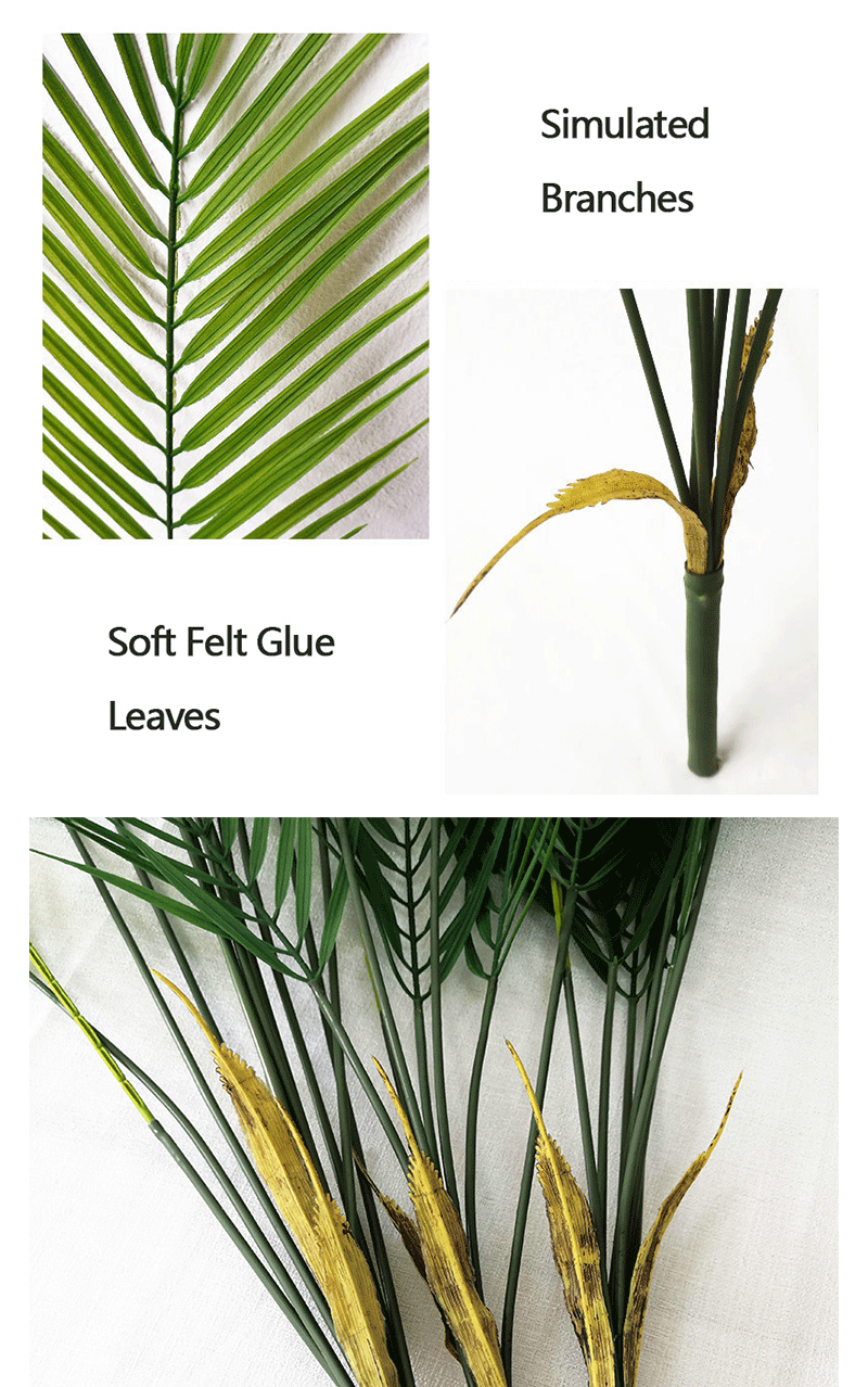 120cm Large Artificial Palm Fake Plants Branch Real Touch Palm Leaves Tropical Plants Branches for Home Office Indoor Decoration