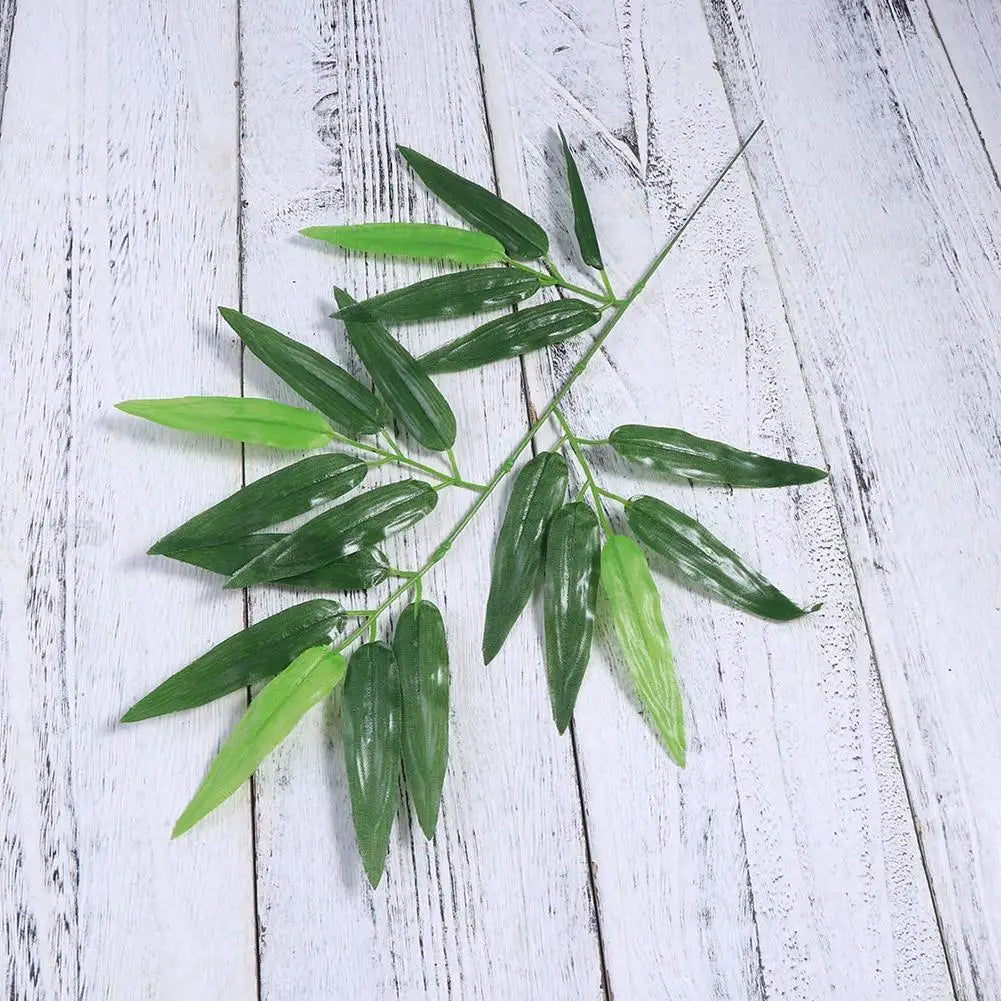 10Pcs Artificial Green Bamboo Leaves Ornaments Fake Plants Greenery Leaves for Wedding Home Hotel Office Party Decoration
