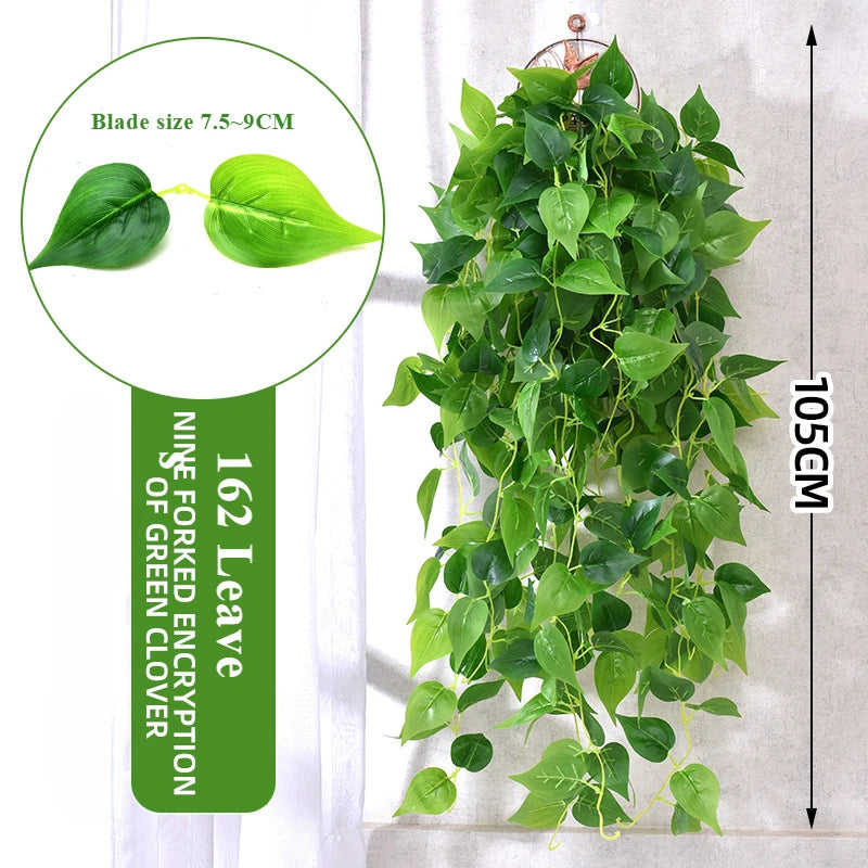 105cm Artificial Vine Plants Green Ivy Non-fading Rattan Hanging Wall Doors To Decorate Outdoor Garden Party Decorations