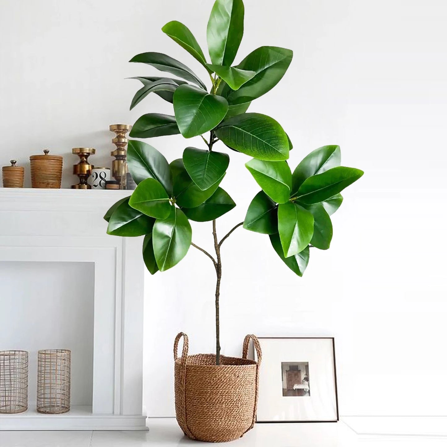 76-135cm(53.1in) Artificial Ficus Tree Moraceae Plants Tropical Banyan Leaves For Indoor Outdoor Office Room Farmhouse Bonsai