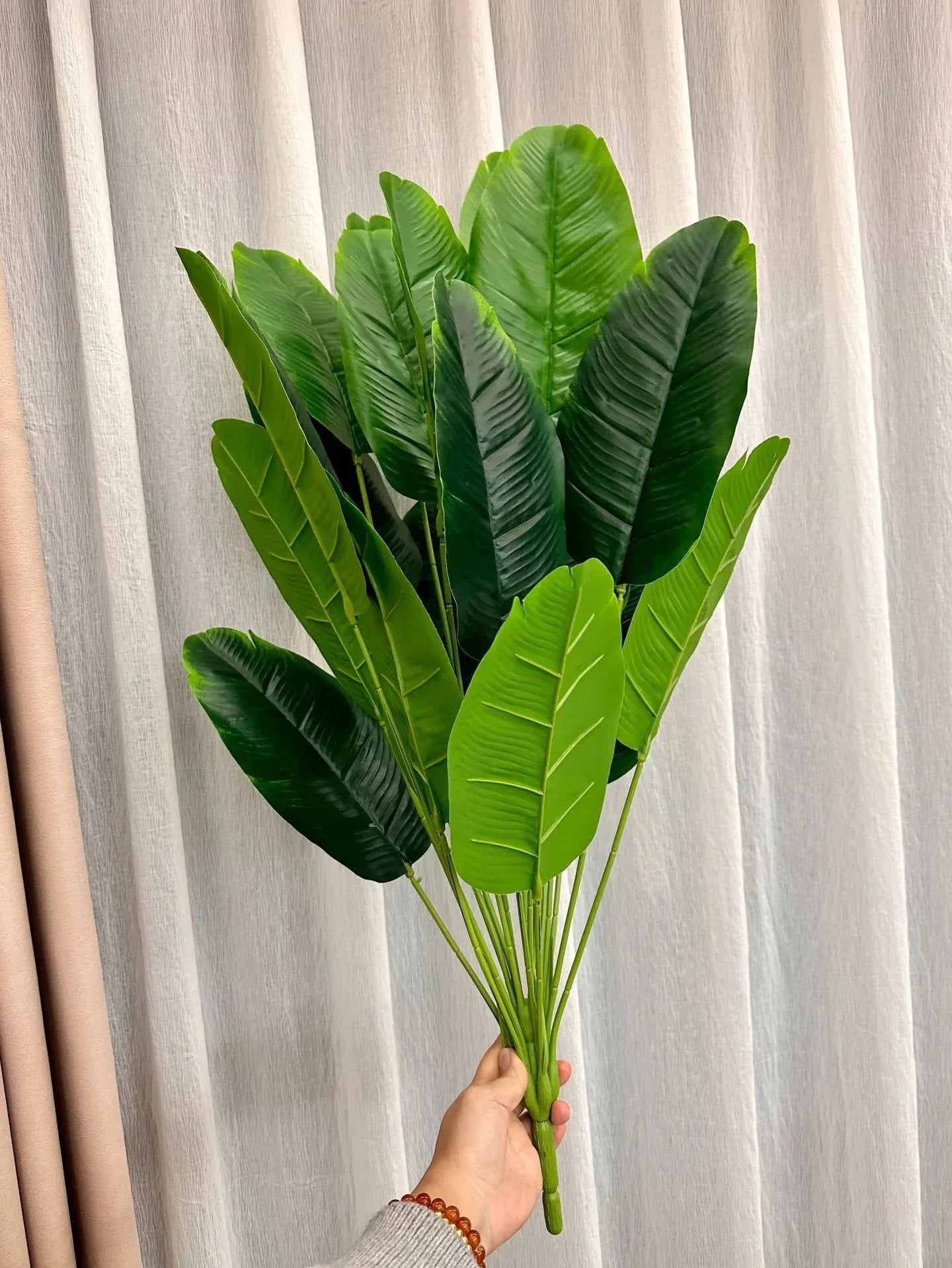1pc 18 Leaves Artificial Plants Large Tropical Palm Tree Fake Banana Plants Leaves Real Touch for Home Garden Party Decor 2025