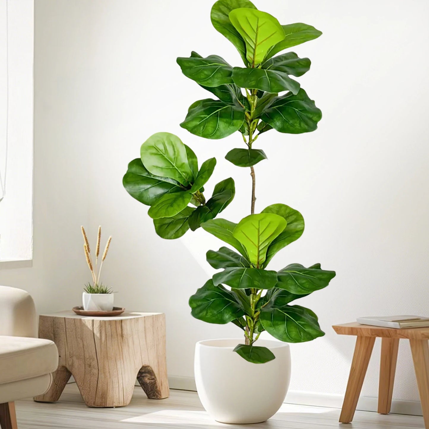 76-135cm(53.1in) Artificial Ficus Tree Moraceae Plants Tropical Banyan Leaves For Indoor Outdoor Office Room Farmhouse Bonsai