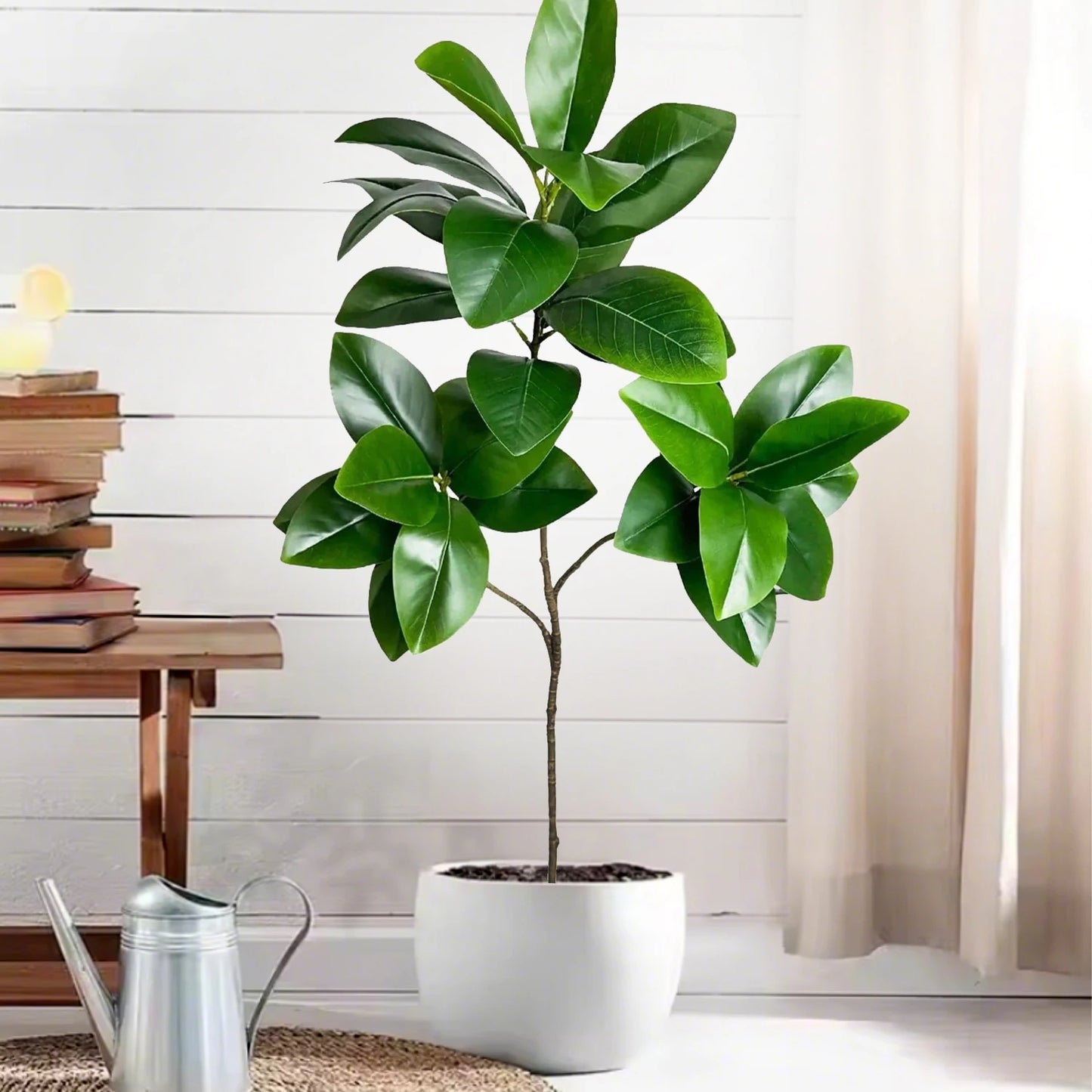 76-135cm(53.1in) Artificial Ficus Tree Moraceae Plants Tropical Banyan Leaves For Indoor Outdoor Office Room Farmhouse Bonsai