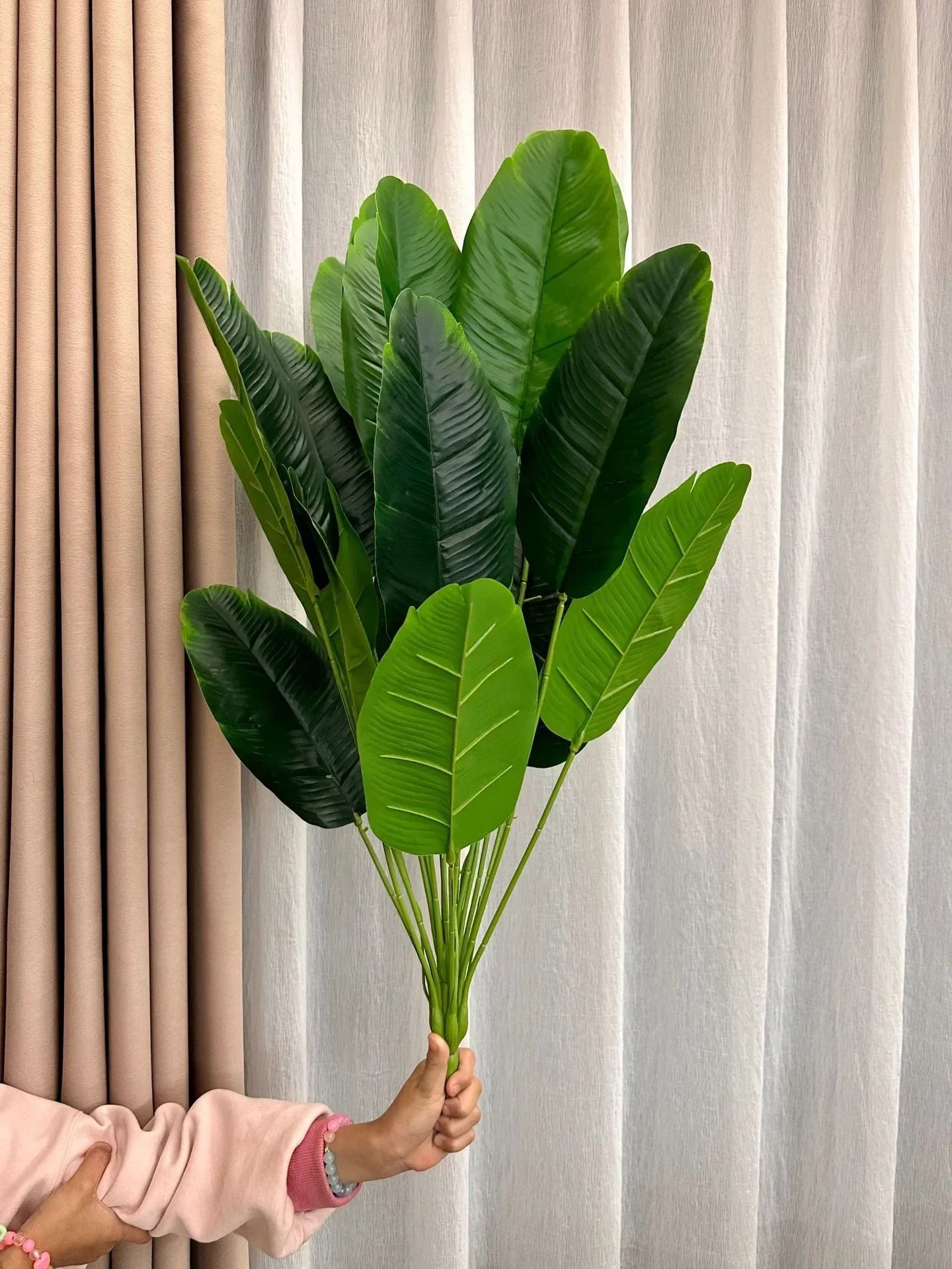 1pc 18 Leaves Artificial Plants Large Tropical Palm Tree Fake Banana Plants Leaves Real Touch for Home Garden Party Decor 2025