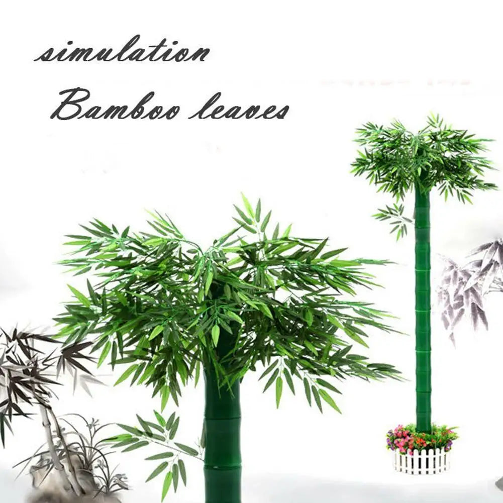 10Pcs Artificial Green Bamboo Leaves Ornaments Fake Plants Greenery Leaves for Wedding Home Hotel Office Party Decoration