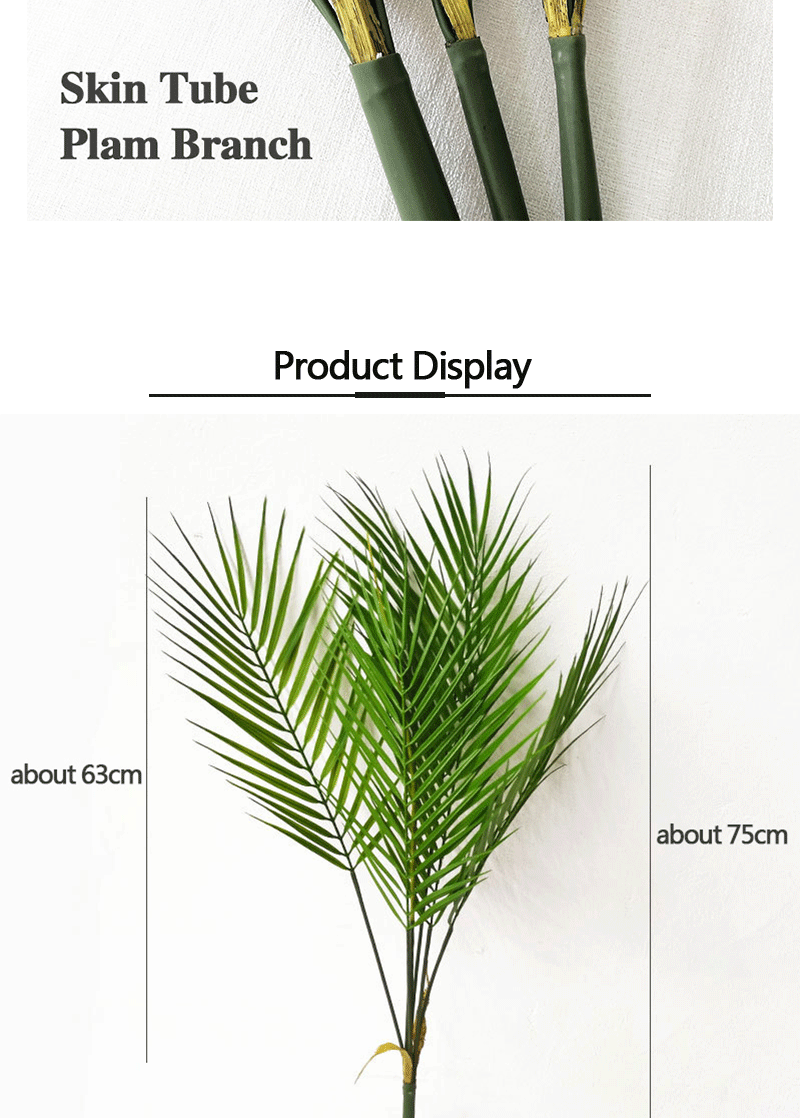 120cm Large Artificial Palm Fake Plants Branch Real Touch Palm Leaves Tropical Plants Branches for Home Office Indoor Decoration
