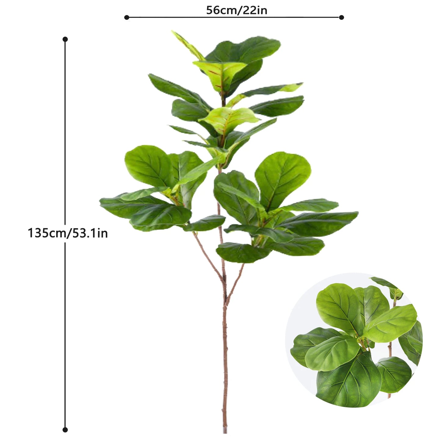 76-135cm(53.1in) Artificial Ficus Tree Moraceae Plants Tropical Banyan Leaves For Indoor Outdoor Office Room Farmhouse Bonsai