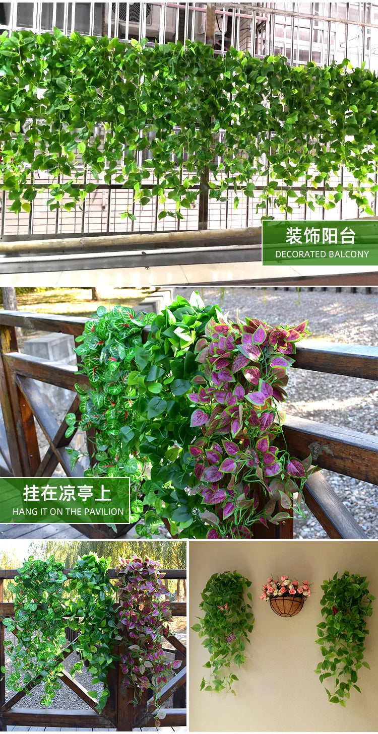 105cm Artificial Vine Plants Green Ivy Non-fading Rattan Hanging Wall Doors To Decorate Outdoor Garden Party Decorations