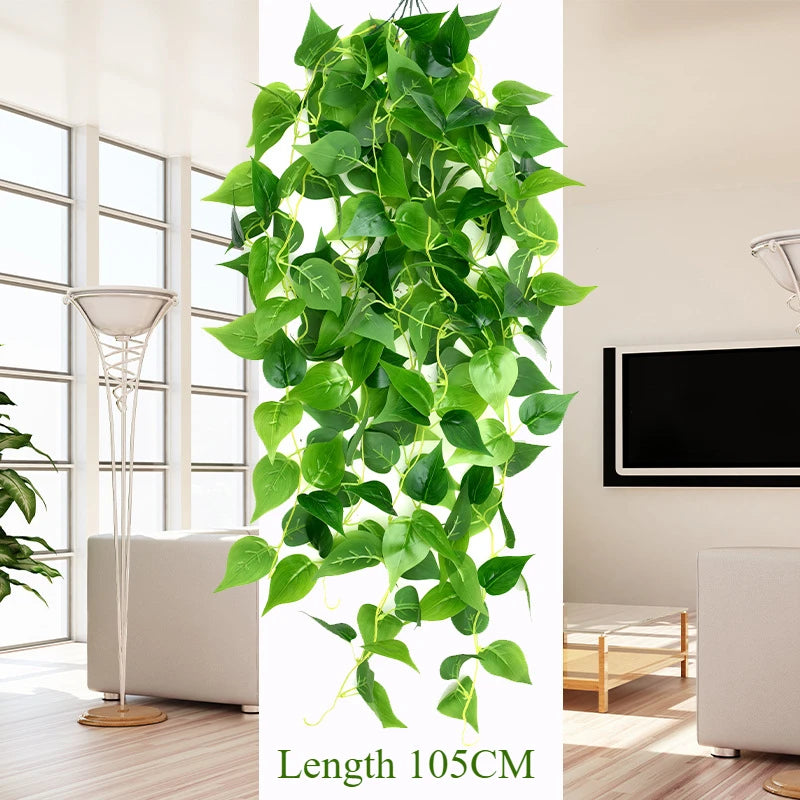 105cm Artificial Vine Plants Green Ivy Non-fading Rattan Hanging Wall Doors To Decorate Outdoor Garden Party Decorations