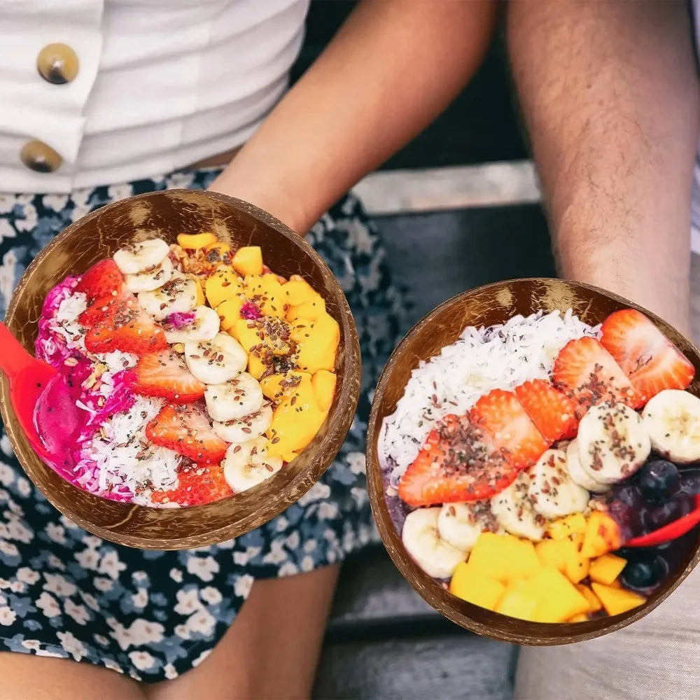Coconut Bowls For Serving Dishes Wooden Salad Wood Reusable Bowl Serving Natural Coconut Shell Bowls Breakfast Party
