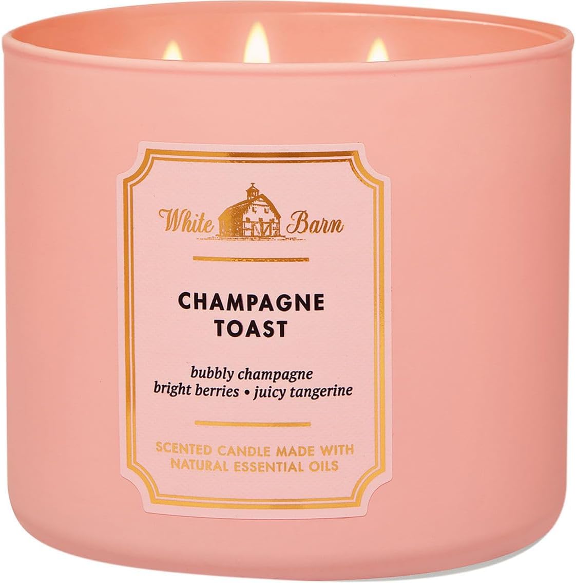 Bath and Body Works White Barn Champagne Toast 3 Wick Candle 14.5 Ounce Basic White Barn Label