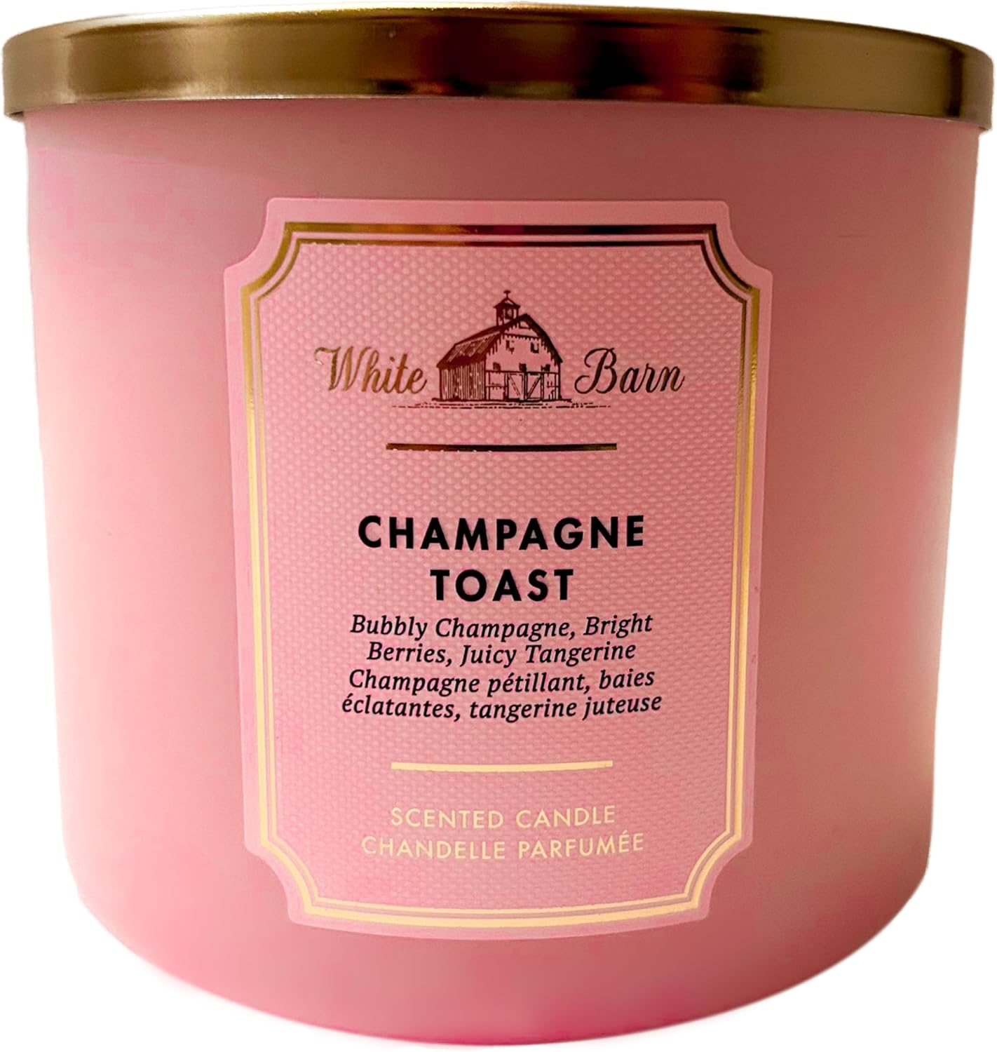 Bath and Body Works White Barn Champagne Toast 3 Wick Candle 14.5 Ounce Basic White Barn Label