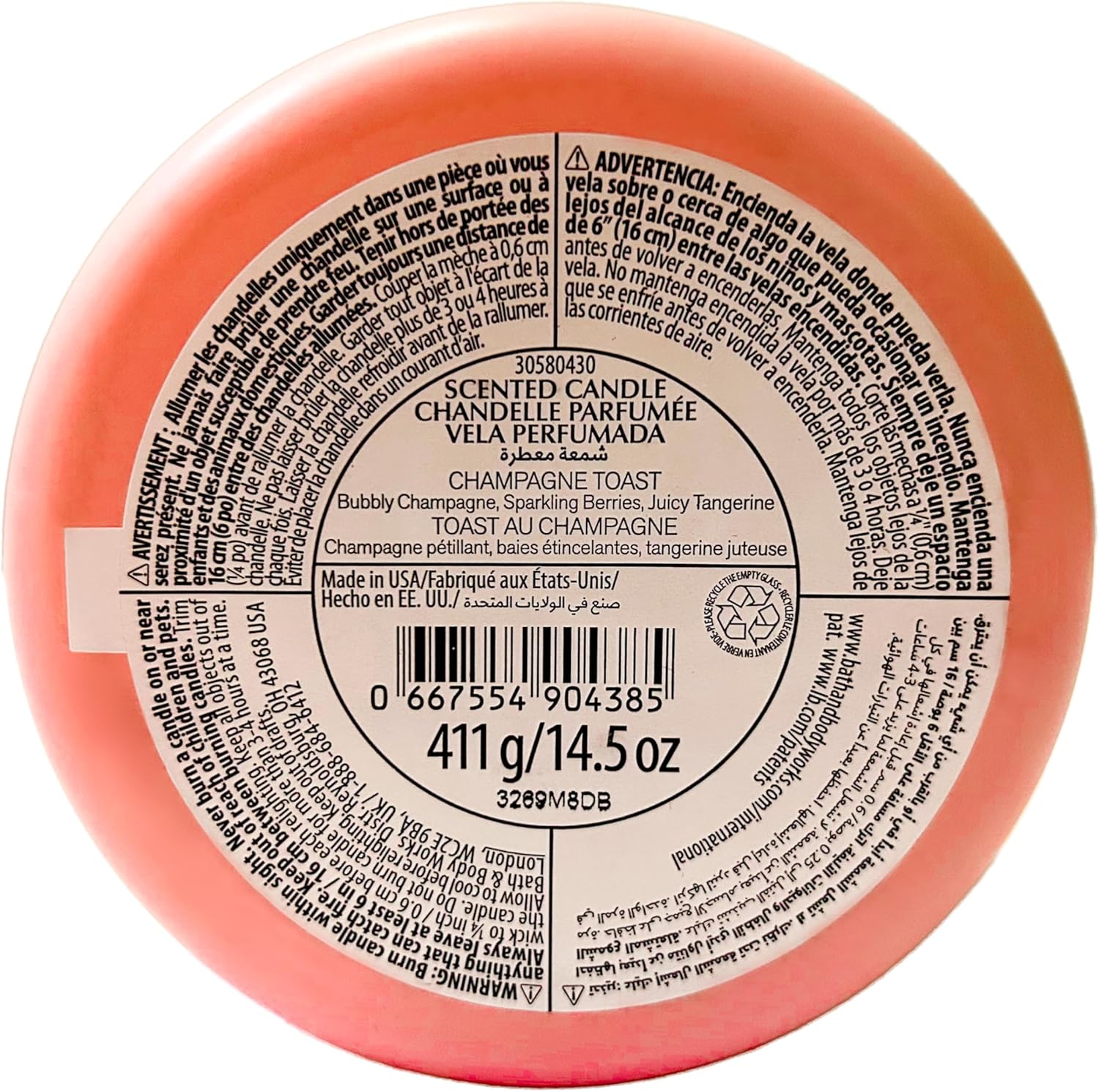 Bath and Body Works White Barn Champagne Toast 3 Wick Candle 14.5 Ounce Basic White Barn Label