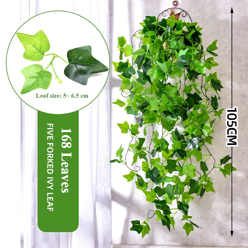 105cm Artificial Vine Plants Green Ivy Non-fading Rattan Hanging Wall Doors To Decorate Outdoor Garden Party Decorations