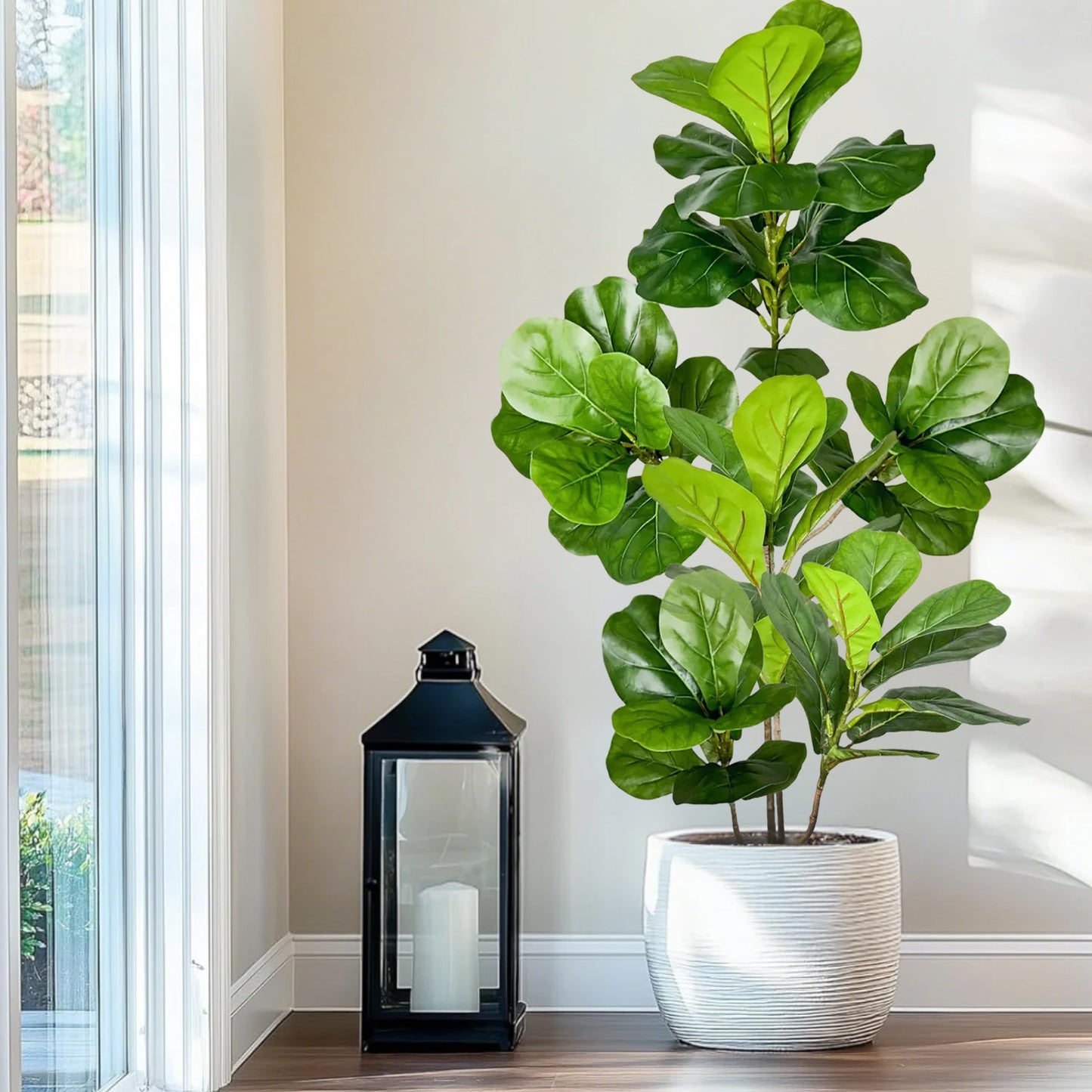 76-135cm（53.1in） Artificial Ficus Tree Moraceae Plants Tropical Banyan Leaves For Indoor Outdoor Office Room Farmhouse Bonsai