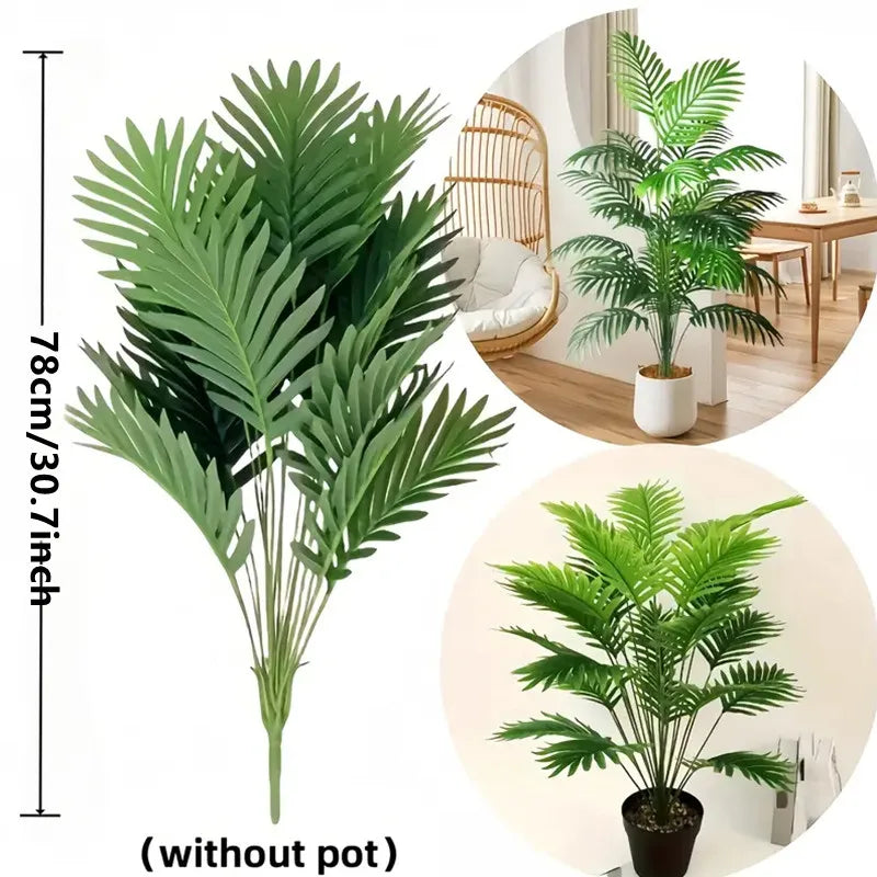 18 Heads Large Artificial Palm Leaves Realistic Tropical Faux Greenery for Weddings Home decoration Living Room Christmas Plants