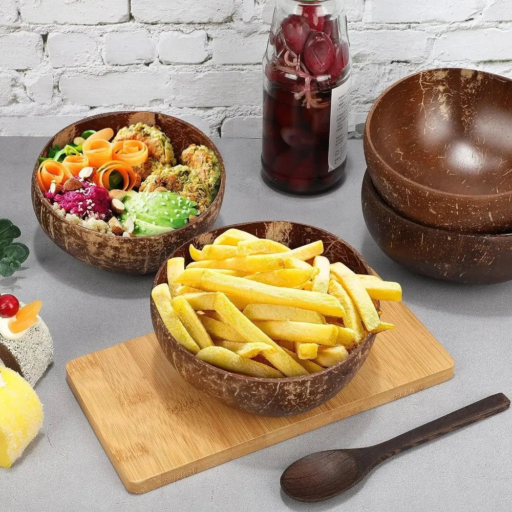 Coconut Bowls For Serving Dishes Wooden Salad Wood Reusable Bowl Serving Natural Coconut Shell Bowls Breakfast Party