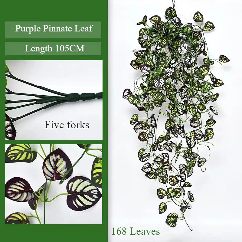 105cm Artificial Vine Plants Green Ivy Non-fading Rattan Hanging Wall Doors To Decorate Outdoor Garden Party Decorations