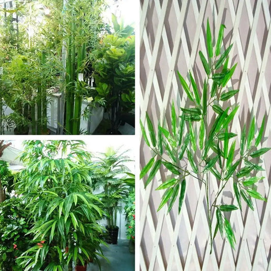10Pcs Artificial Green Bamboo Leaves Ornaments Fake Plants Greenery Leaves for Wedding Home Hotel Office Party Decoration