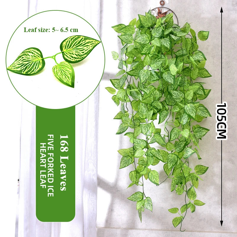 105cm Artificial Vine Plants Green Ivy Non-fading Rattan Hanging Wall Doors To Decorate Outdoor Garden Party Decorations