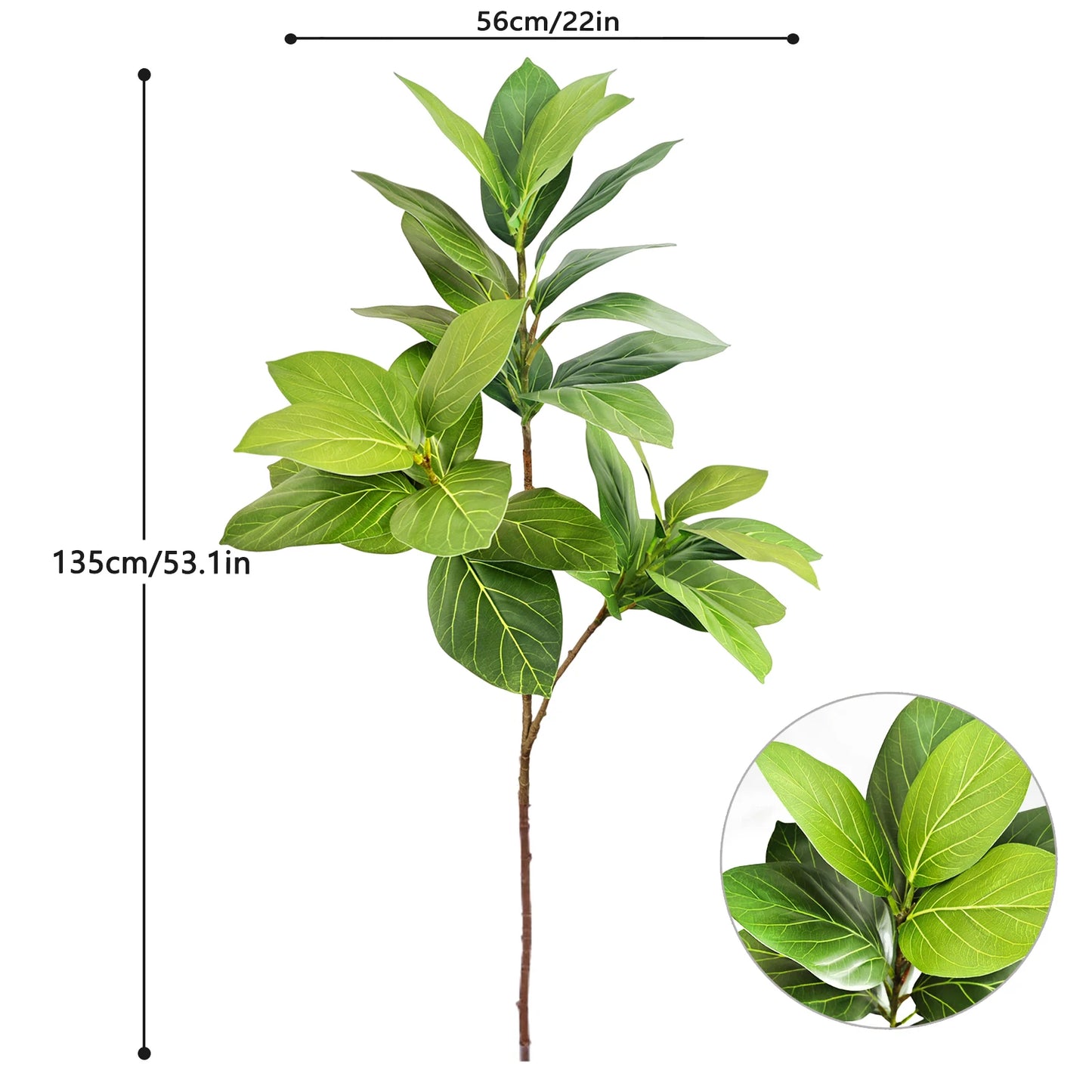 76-135cm（53.1in） Artificial Ficus Tree Moraceae Plants Tropical Banyan Leaves For Indoor Outdoor Office Room Farmhouse Bonsai