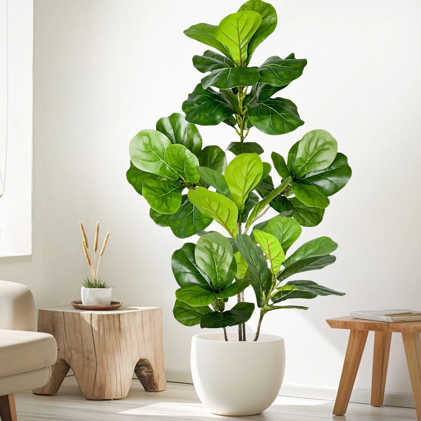 76-135cm（53.1in） Artificial Ficus Tree Moraceae Plants Tropical Banyan Leaves For Indoor Outdoor Office Room Farmhouse Bonsai