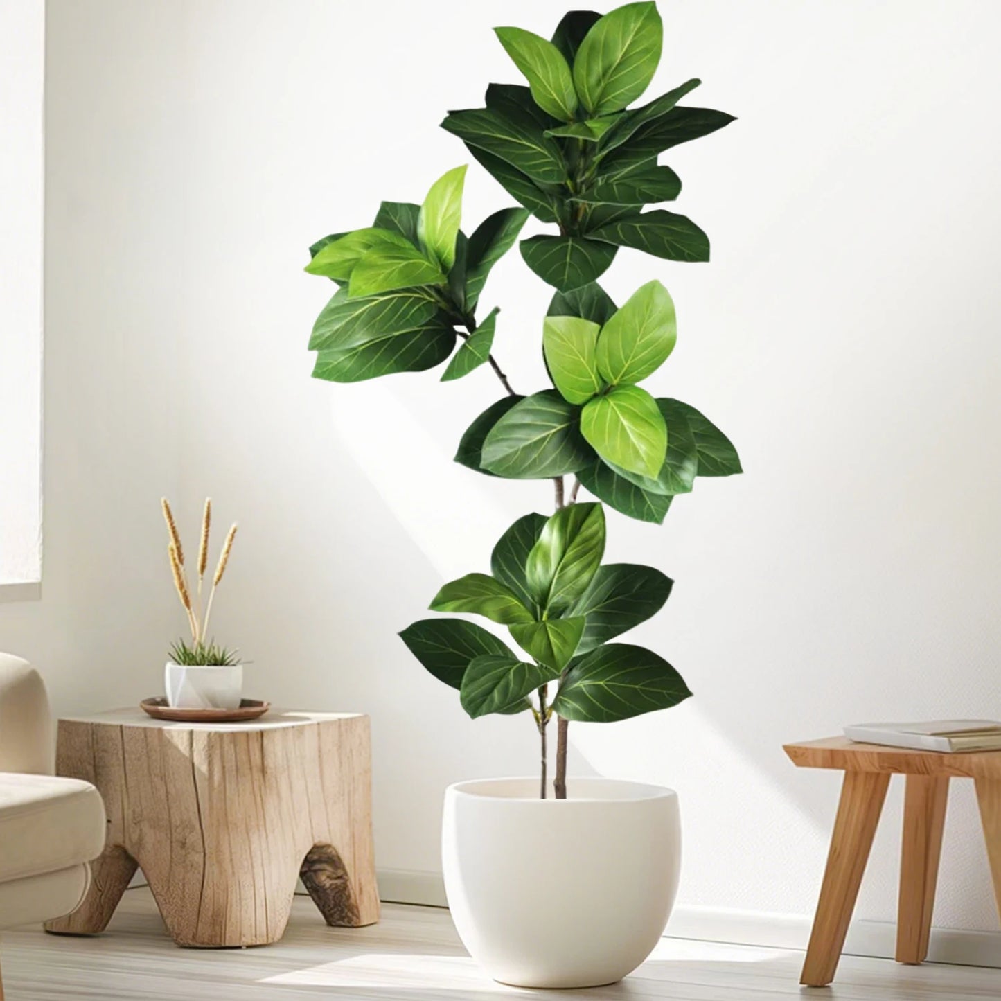 76-135cm（53.1in） Artificial Ficus Tree Moraceae Plants Tropical Banyan Leaves For Indoor Outdoor Office Room Farmhouse Bonsai