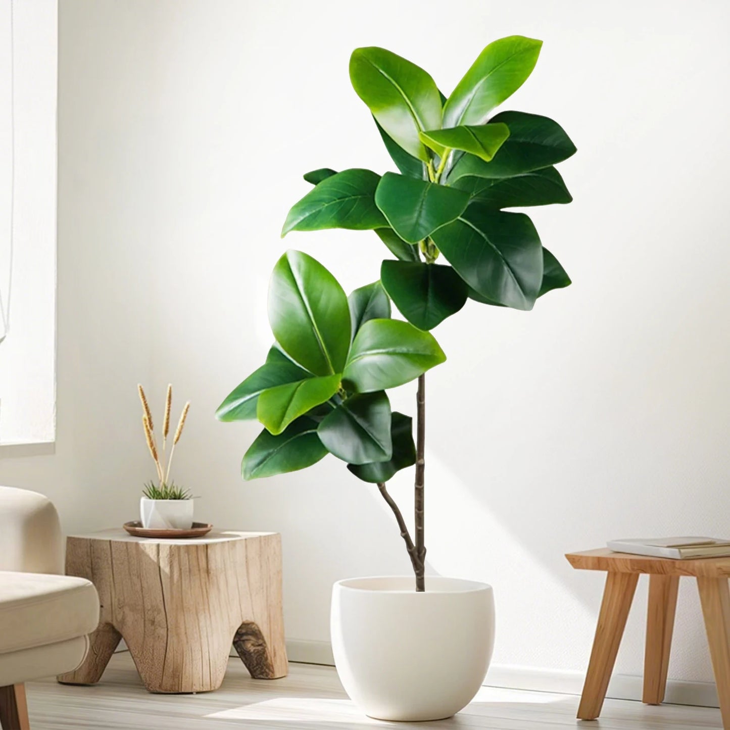 76-135cm（53.1in） Artificial Ficus Tree Moraceae Plants Tropical Banyan Leaves For Indoor Outdoor Office Room Farmhouse Bonsai