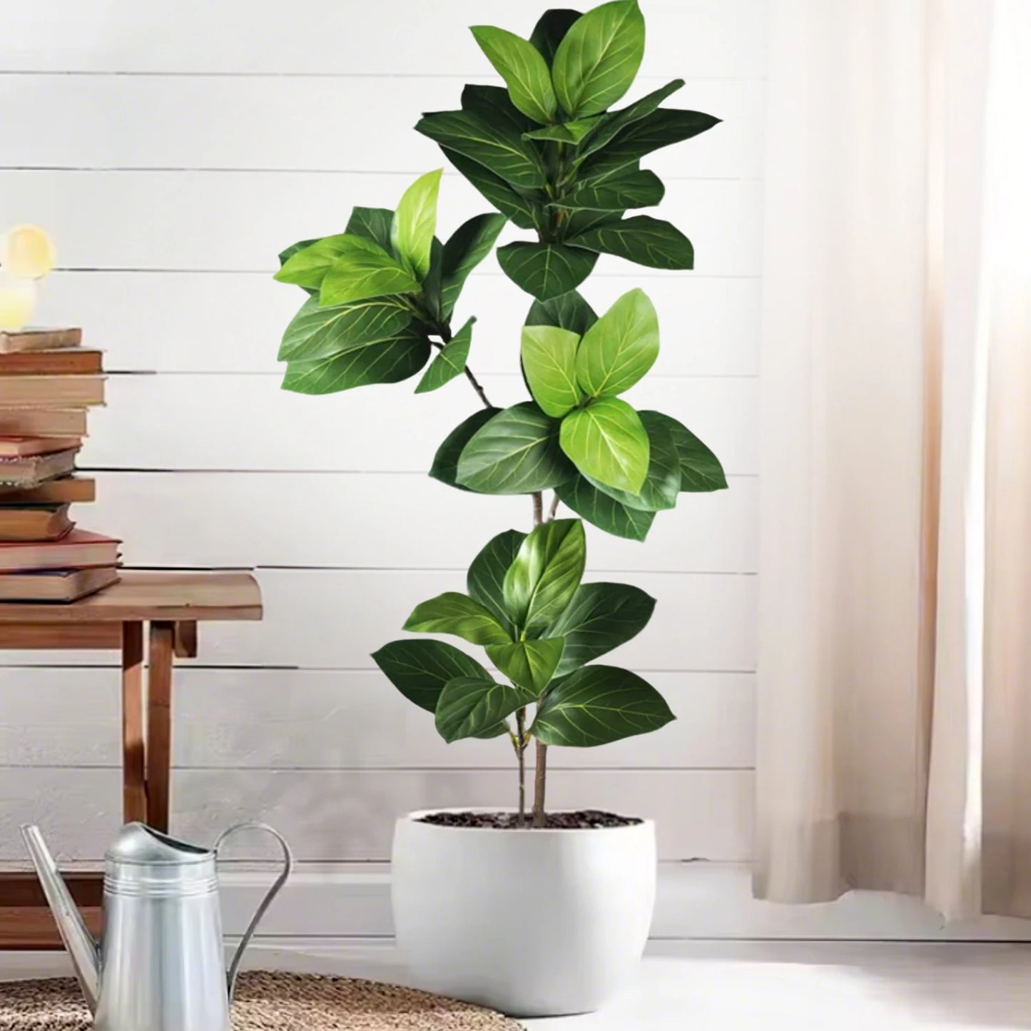 76-135cm（53.1in） Artificial Ficus Tree Moraceae Plants Tropical Banyan Leaves For Indoor Outdoor Office Room Farmhouse Bonsai