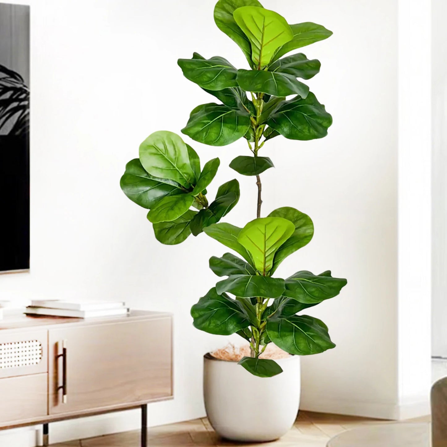 76-135cm（53.1in） Artificial Ficus Tree Moraceae Plants Tropical Banyan Leaves For Indoor Outdoor Office Room Farmhouse Bonsai