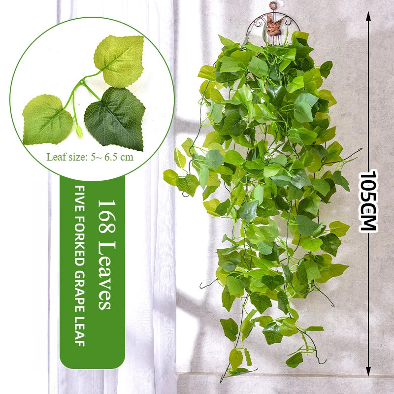 105cm Artificial Vine Plants Green Ivy Non-fading Rattan Hanging Wall Doors To Decorate Outdoor Garden Party Decorations