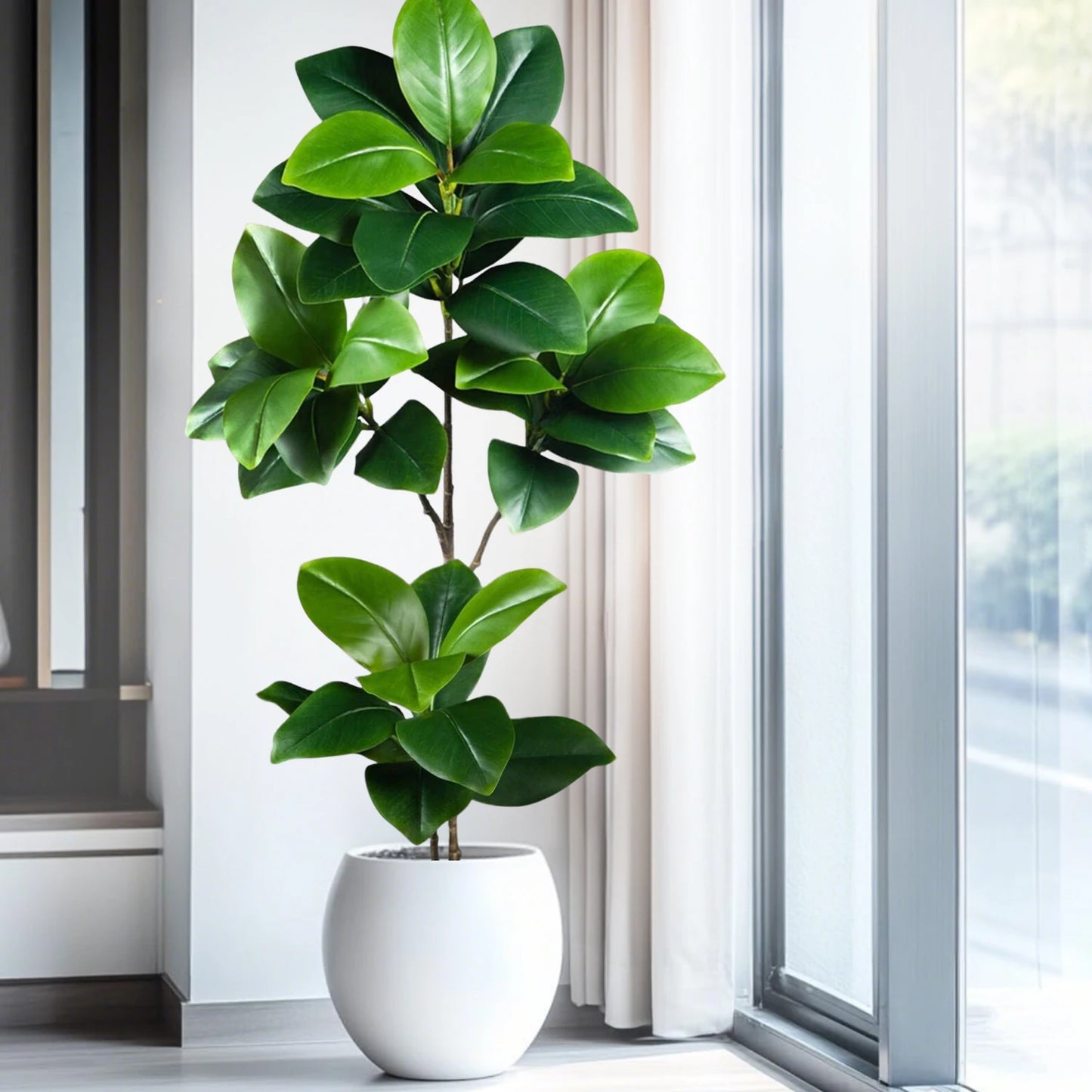 76-135cm（53.1in） Artificial Ficus Tree Moraceae Plants Tropical Banyan Leaves For Indoor Outdoor Office Room Farmhouse Bonsai