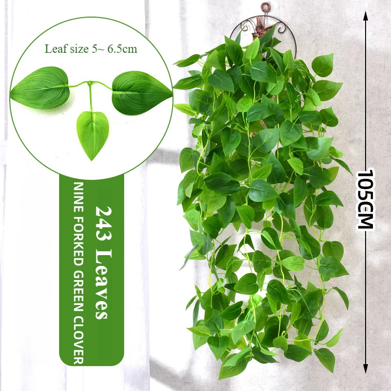105cm Artificial Vine Plants Green Ivy Non-fading Rattan Hanging Wall Doors To Decorate Outdoor Garden Party Decorations